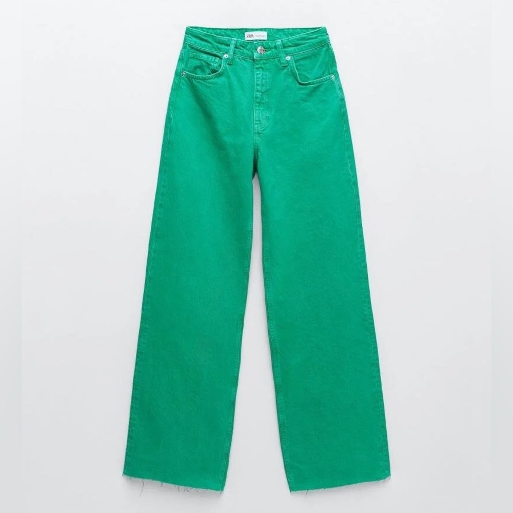 Zara Green Wide Leg Jeans